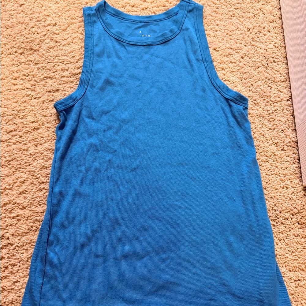 a new day Vibrant Blue Ribbed Tank Top
